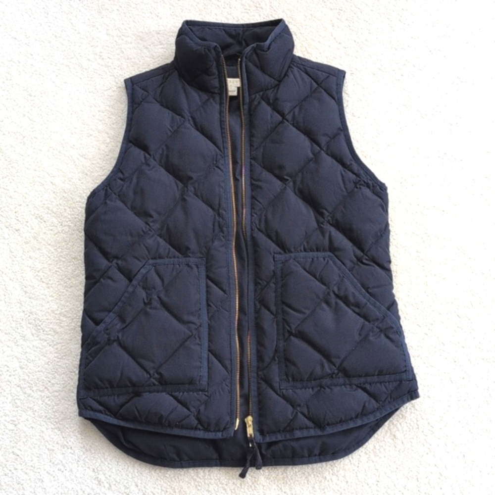 J. Crew Quilted Down Vest, Size XS, Dark/Navy Blue